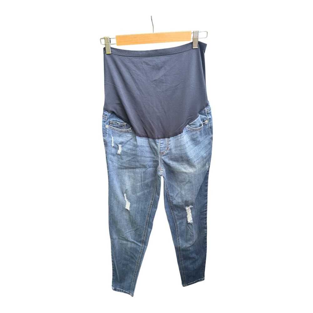 Time and Tru Blue Distressed Maternity Jeggings